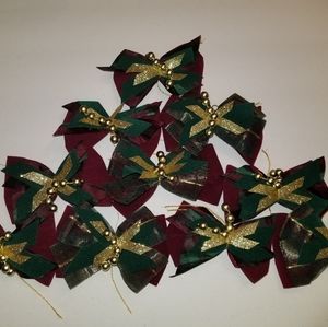 12 Burgundy and Forest Green  Hand Cut and Tied Gi